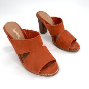UGG Celia Block Heel Slide Sandals Women's Size‎ 6.5 Orange Suede Comfort Casual